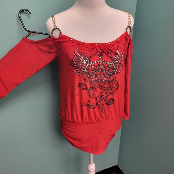 Dots (M) Cold Shoulder Top - Picture 3 of 5